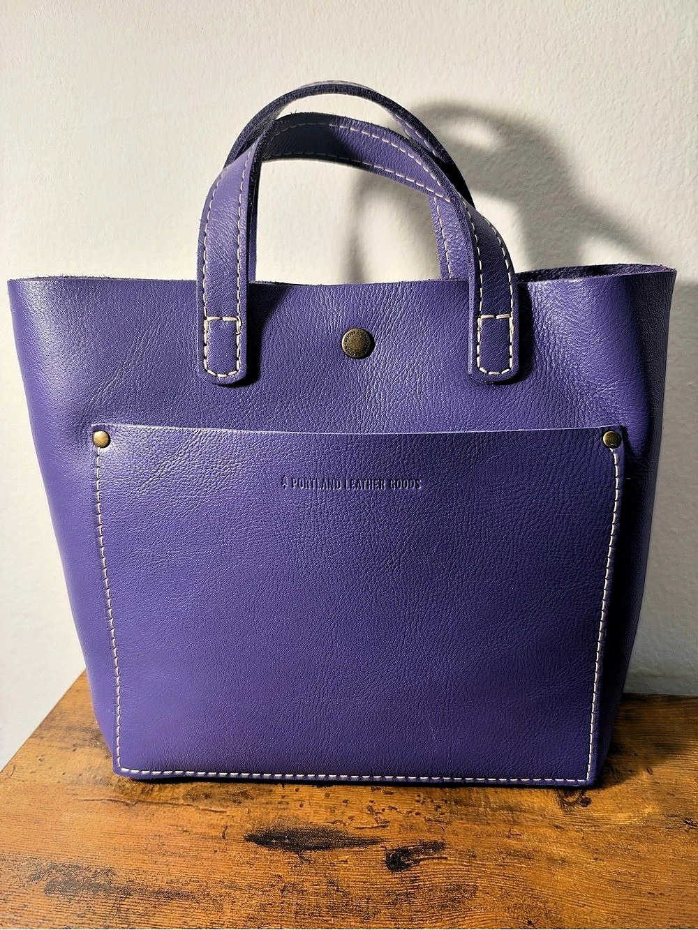 Portland Leather Goods Mini Crossbody Tote -Purple
